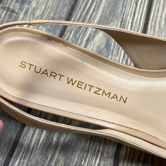 Stuart Weitzman Eva Women Pointed Toe Slingback Pumps Heels Fawn Beige Sz 10.5B - Picture 9 of 12